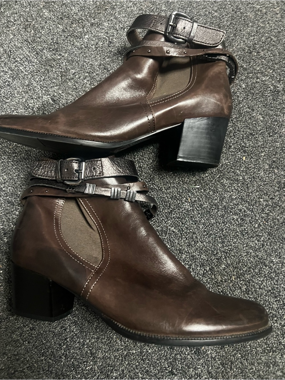 Regarde Le Ciel Women’s Brown Leather Ankle Boots with Buckle Strap